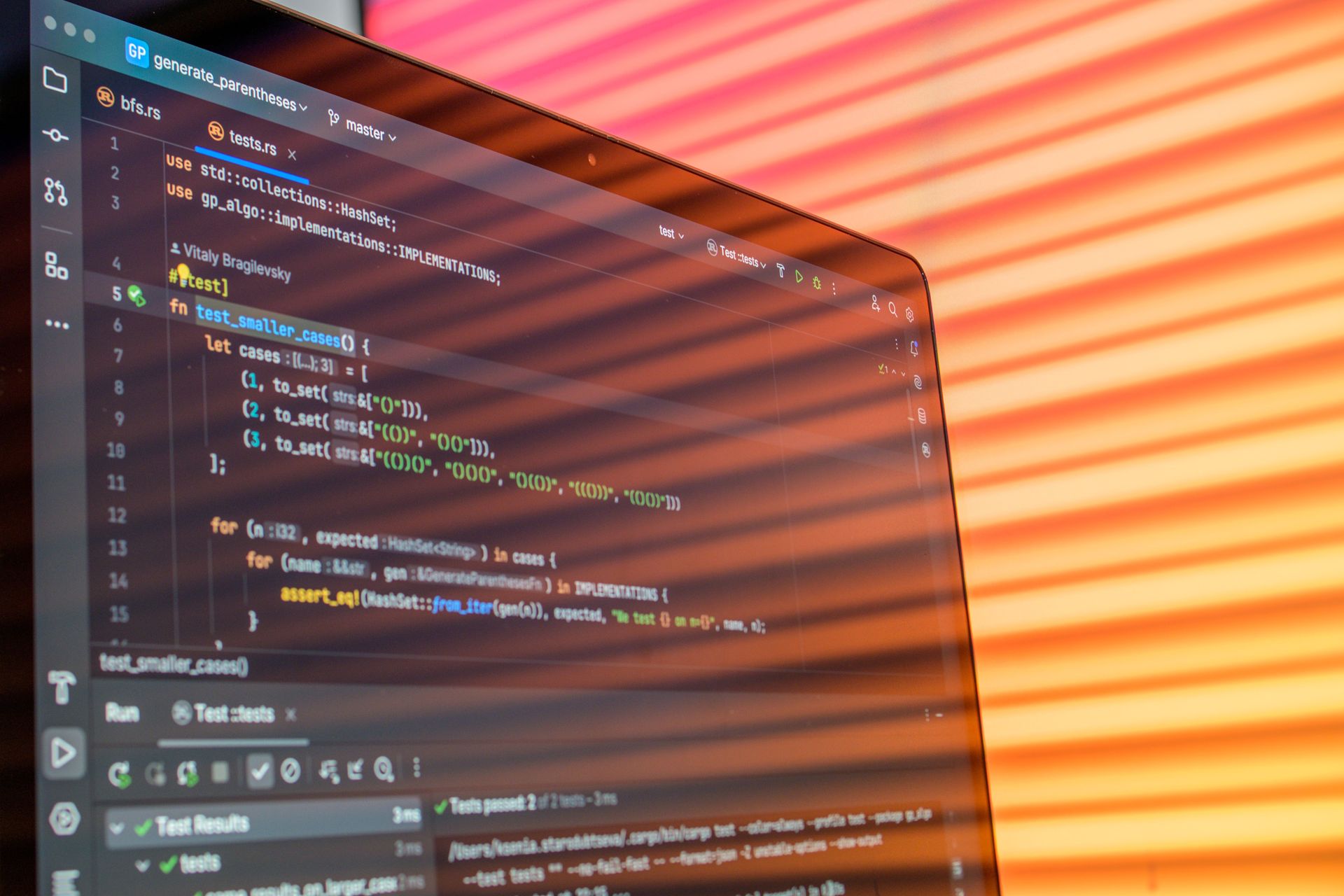 Close-up of application code on a screen