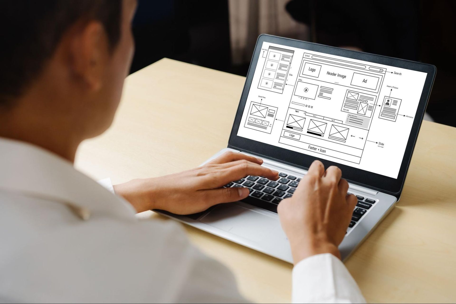 Building a website layout on a laptop